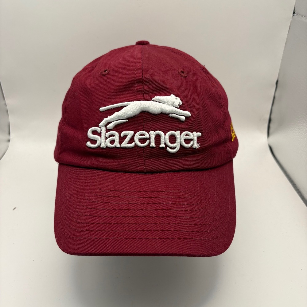 Slazenger Raw Distance Golf Hat Maroon Burgundy Embroidered Panther Logo Cap